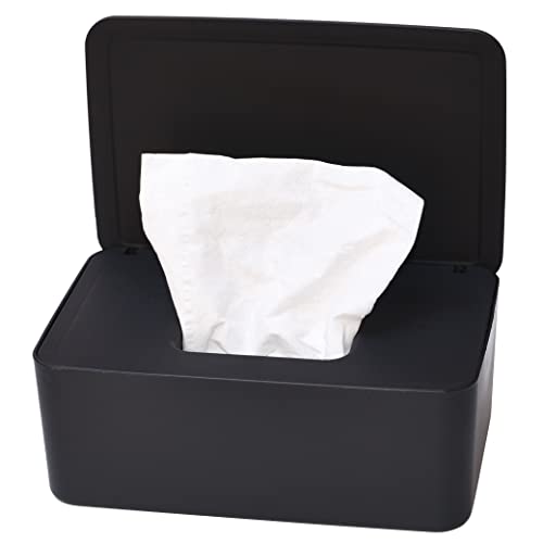 Diaper Wipes Dispenser, Tissue Storage Box Case, Wet Wipe Dispenser Holder with Lid for Home, Office, Cars (Black) - color: Black