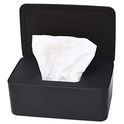 Diaper Wipes Dispenser, Tissue Storage Box Case, Wet Wipe Dispenser Holder with Lid for Home, Office, Cars (Black) - color: Black
