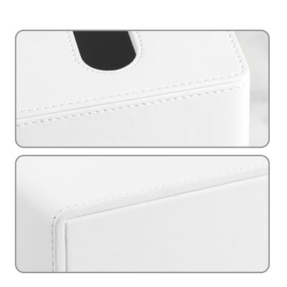 PU Leather Tissue Box Cover Square Tissue Box Holder with Magnetic Closure (Cream-White) - color: Cream-white