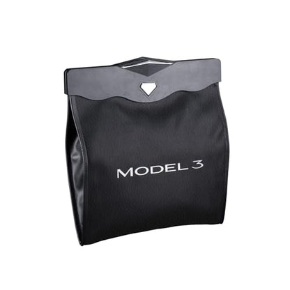 Trash Can for Tesla Model 3 2017-2023 Garbage Bag [Strong Magnetic Buckle] with LED Light 1PCS Backseat Hanging Garbage Bin Waterproof Faux Leather Model 3 Interior Accessories 2.5 Gallons - size: Model 3