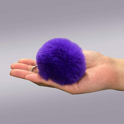 Cute Faux Rabbit Fur Ball Pom Pom Keychain Car Key Ring Handbag Tote Bag Pendant Purse Charm - color: Purple