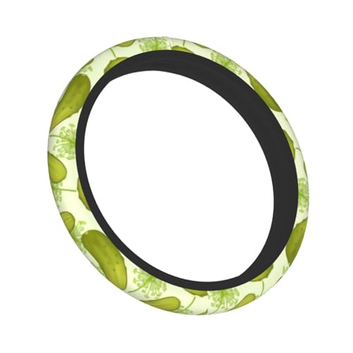 Dill Pickles pattern Steering Wheel Cover,Warm in Winter and Cool in Summer,15 in Universal Accessory for Diverse Car Fashion Elastic Breathable Silicone Anti-Slip Decor Cover for Men Women - color: Dill Pickles Pattern