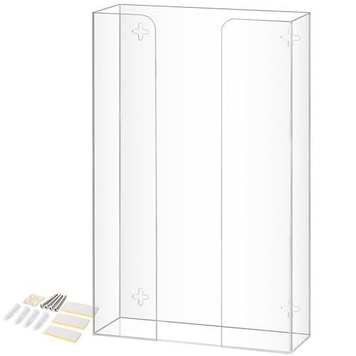 Triple Glove Box Holder Dispenser - Kitchen, Medical, & Latex Glove Holder Wall Mount or Countertop, Universal Fit - Thick Acrylic, Easy to Use, Slide, & Load Open Top Design - Clear