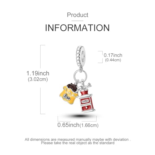 NARMO Charms for Bracelets 925 Sterling Silver Star Dangle Charms Car Keys Lipstick Dangle Charm Beads for Women Bracelets Necklace - color: Coffee Machine