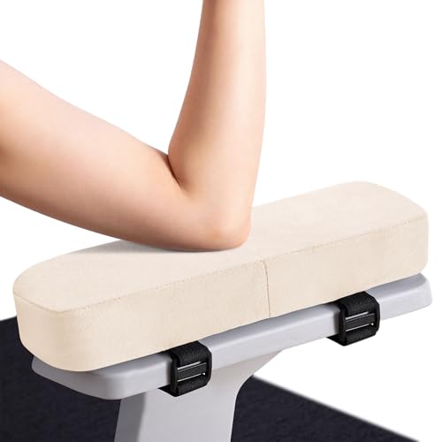Smiry Ergonomic Office Chair Armrest Pads, Memory Foam Arm Rest Covers, Non-Slip Armrest Cushion with Adjustable Buckles and Straps, Elbow Relief for Desk, Gaming & Wheelchair (Cream, Set of 2) - color: Cream