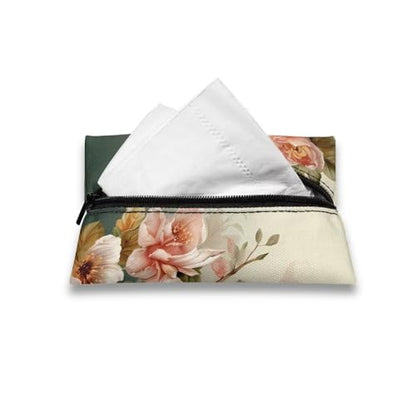 Fabric Purse Zipper Tissue Bag With Hummingbird Pattern - 5.2 x 3.2 Inch Washable Holder for Pocket Tissues, Coins, Cards - Travel Packs for Car, Office, Home - color: Hummingbird