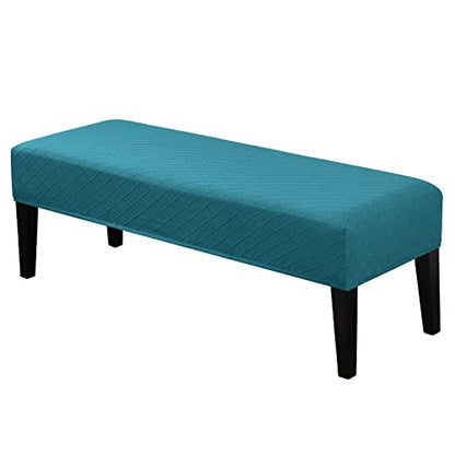Lebaley Stretch Jacquard Ottoman & Bench Cover Removable Washable Slipcover for 42-54 inch Rectangular Benches, Bar Stools, and Dining Room Chairs (Fits 14-18" Wide),Peacock Blue - color: Peacock Blue, size: Regular - Standard