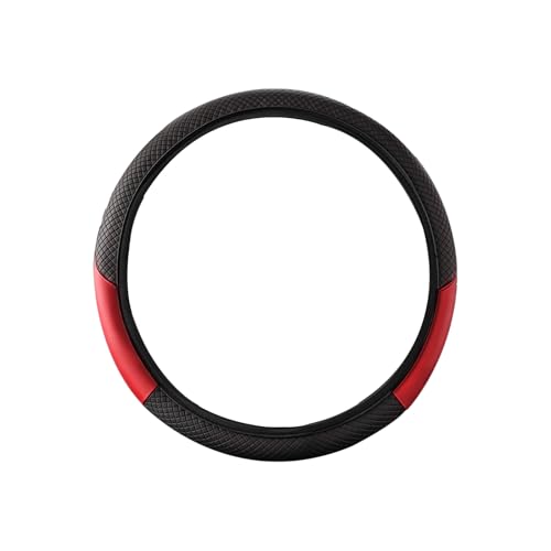Car Steering Wheel Cover, 15 inch Carbon Fiber Microfiber Anti-Slip Breathable PU Leather Elastic Steering Wheel Protector, Car Interior Accessories for Most Cars (AD-red) - color: AD-red
