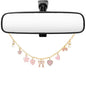 Rearview Mirror Hanging Ornament Pink Car Charm with Bow Heart Flower Pearl Aluminum Cute Feminine Aesthetic Rearview Mirror Hanging Accessories Car Decor Gift for Women - style: Heart