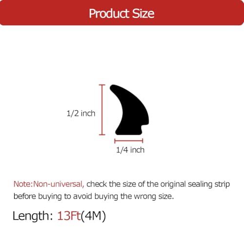RV Window Rubber Seal Strip, Thicken 1/2'' x 1/4'' Window Locking Gasket, Window Edge Weatherstrip for Automotive, Camper, Boat, Truck and Van, 13Feet (4 Meter) - size: (1/4";1/2")-Thicken-13Ft