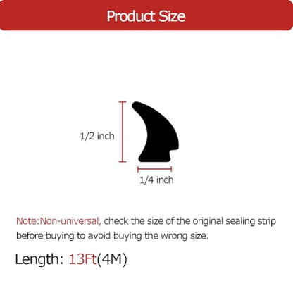 RV Window Rubber Seal Strip, Thicken 1/2'' x 1/4'' Window Locking Gasket, Window Edge Weatherstrip for Automotive, Camper, Boat, Truck and Van, 13Feet (4 Meter) - size: (1/4";1/2")-Thicken-13Ft