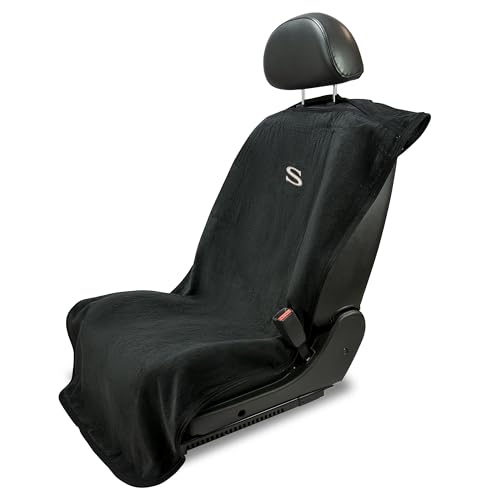 Seat Armour Black Car Seat Towel Cover – Soft, Machine Washable & Absorbent Seat Protector – Quick Install, Multipurpose Vehicle Seat Cover for Workout, Beach, Travel – Universal Fit