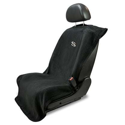 Seat Armour Black Car Seat Towel Cover – Soft, Machine Washable & Absorbent Seat Protector – Quick Install, Multipurpose Vehicle Seat Cover for Workout, Beach, Travel – Universal Fit