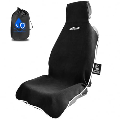 Car Seat Towel Cover, 3-Layer Waterproof Seat Protector with Soft Terry Cloth, Non-Slip Silicone Backing, Absorbent Sweat Cover for Gym, Beach, Pets, Cars & SUVs (Black, 1 Pack) - color: Black- towel seat cover, size: Front Seat - 1 pc
