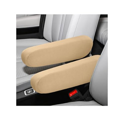 KVAEY 2 PCS Car Front Seat Armrest Covers, Elastic Fabric Stretch Car Seat Armrest Protectors, Soft Front Seat Armrest Cover Replacement, Universal Vehicle Accessories for Cars (Beige) - color: Beige