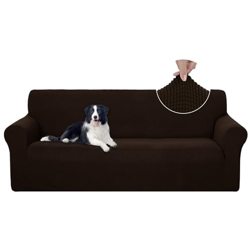 U-NICE HOME Stretch Couch Cover Sofa Cover Washable Sofa Slipcover Furniture Protector for 3 Cushion Couch Sofa Pet Friendly(Sofa, Chocolate) - color: Chocolate, size: Sofa
