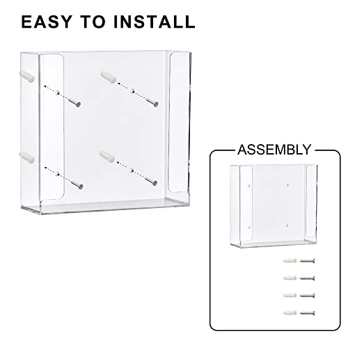 Amazing Abby Acrylic Glove Box Holder, Wall-Mounted Glove Dispenser, Floating Glove Box Organizer, Medium Size (for 2 Boxes), 10.5" W x 10.0" H x 3.5" D (Mounting Hardware Included) - size: Medium (for 2 Boxes)