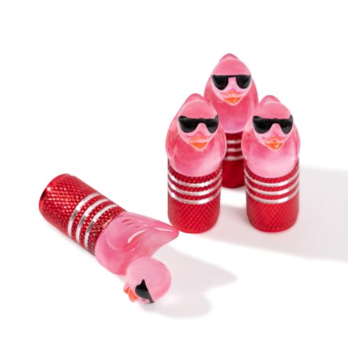 Rislobx 4Pcs Tire Valve Stem Cap Cover for Car SUV Truck, Valve Cover with Funny Duck Sunglasses, Decorative Tire Valve Caps Wheel Accessories (Red Sunglasses Duck) - color: Red Sunglasses Duck