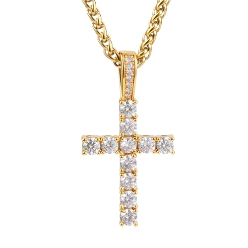 Cavalcade Rhinestone Cross Pendant for Car Rear View Mirror Decor Auto Faith Amulet Sparkly Religious Christian Medal Ornament (Gold) - color: Gold