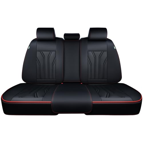FLORICH Rear Seat Covers Leather Car Seat Covers Waterproof Back Seat Cover Automotive Seat Covers Universal Seat Cushion Protector for Most Cars Trucks SUV-Black&Red Line - color: Black&Red line, size: Rear Seat Cover