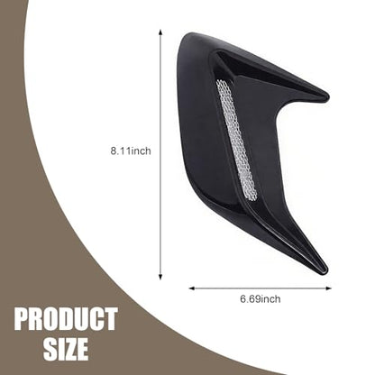 2 PCS 3D Car Side Vent Trim Covers, ABS Shark Gill Air Intake Decoration, 8.11" × 6.69" Self-Adhesive Car Hood Fender Decor, Universal for Most Cars (Black)