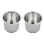 Jumbo Aluminum Drop-in Poker Table Cup Holder Insert (Pack of 2) (Silver)