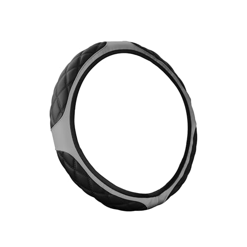 15 Inch Car Leather Steering Wheel Cover, Automotive Accessories Elastic Breathable Anti-Slip Soft Wheel Protector Fits Men and Women, Suitable for SUVs, Trucks, Vehicles and RVs (Gray) - color: Gray