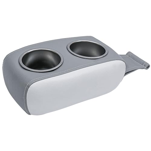Boat Cup Holder Pontoon Cup Holder Double Drink Holder Portable Drink Bottle Holder Stainless Steel Universal Drinks Holder Beverage Holder for Boat Yacht RV Car (White and Gray) - color: White and Gray