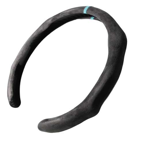 Quick Install Sporty Suede Steering Wheel Cover with Aqua Blue Stripe for 14½ to 15 inches Car Sedan Coupe SUV Pickup Steering Wheel 14.5 to 15 inches - color: Black+Top Aqua Stripe, size: Suede