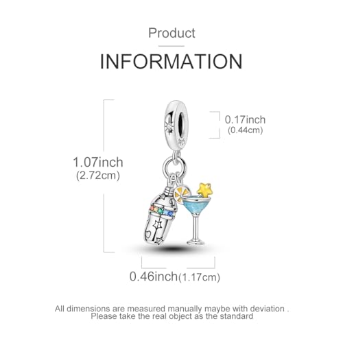 NARMO Charms for Bracelets 925 Sterling Silver Star Dangle Charms Car Keys Lipstick Dangle Charm Beads for Women Bracelets Necklace - color: Blue Enchantress
