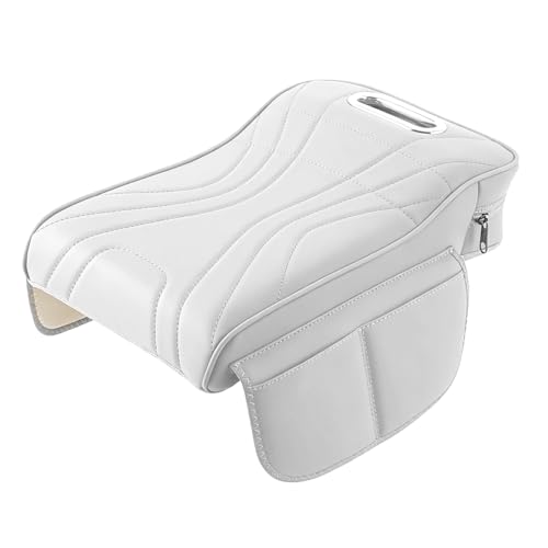 Car Armrest Pad, Universal Armrest Cushion Pad, Leather Armrest Box Pad (Without Cup Holder, White-B) - color: Without cup holder, White-B