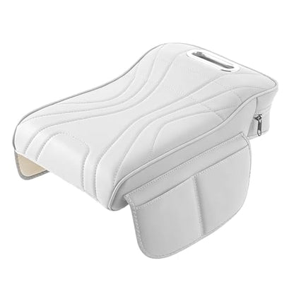 Car Armrest Pad, Universal Armrest Cushion Pad, Leather Armrest Box Pad (Without Cup Holder, White-B) - color: Without cup holder, White-B