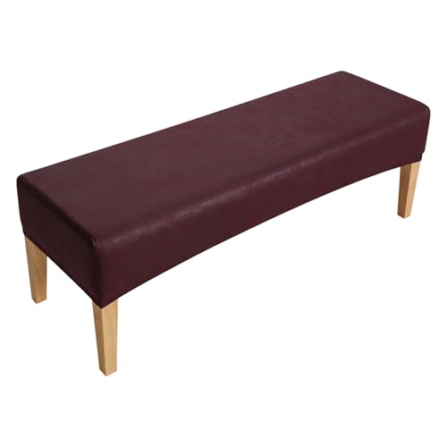 FORCHEER Dining Bench Cover Innovative Imitation Leather Fabric Bench Slipcover for Living Room Washable Ottman Cover Seat Protector for Bedroom, Kitchen(Wine red) - color: Innovative Imitation Leather Fabric-wine Red