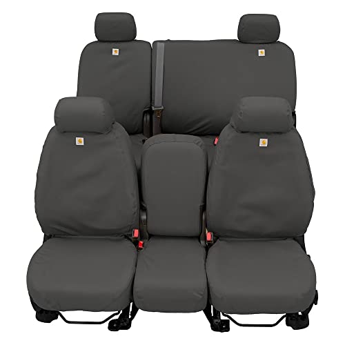 Covercraft Carhartt SeatSaver Custom Seat Covers | Fits 2011-2016 Ram 1500/2500/3500 | 1st Row Bucket Seats, Duck Weave Gravel