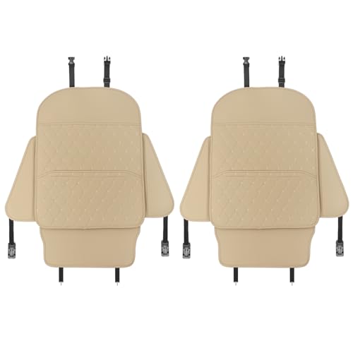 TAIKOO Seat Back Protector,Shields Seat Backs from Kicks and Adds Storage | kick mats back seat protector easy to install and clean, well-crafted, sturdy, durable and stylish.2 Pack - color: Style A-Beige