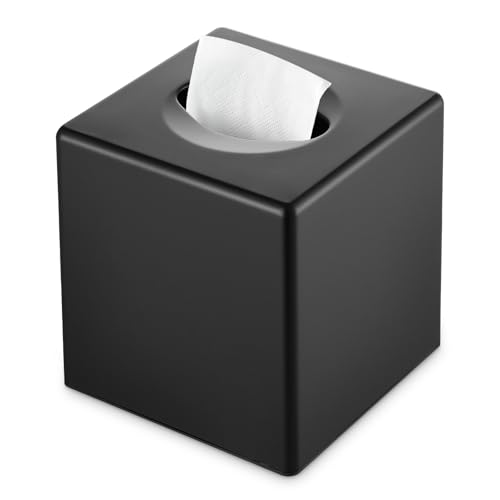 Y-in Hand Tissue Box Cover, Modern Decorative Square Facial Storage Tissue Box Holder, Home Accessories for Bathroom Vanity Countertops, Dressers, Night Stand, Parlors and Office - Matte Black - color: Matte Black