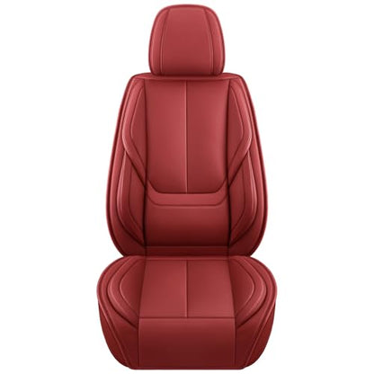 MINGBRON Front Car Seat Covers, Leather Car Seat Covers, Fit for Most Cars SUV and Most Sedan Red - color: Red 3, size: 2 Seat Covers (Front Only)