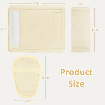 SWESEN Baby Car Seat Strap Covers, 3 Piece Soft Car Seat Strap Shoulder Pads for Baby Girls Boys, Double-Sided Use carseat Straps Covers for Stroller, Car Seats, Pushchair, Apricot - color: Apricot