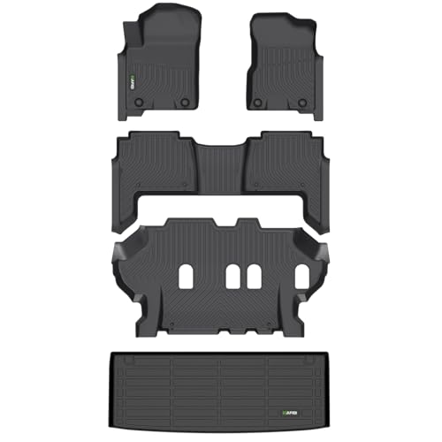 HAFIDI® All Weather Floor Mats & Cargo Liner Fit for 2019-2024 Nissan Armada & Infiniti QX80 8 Seats Bench Seat Car Mats for Armada Floor Liners TPE Anti-Slip Automotive Accessories - Black - style: 34) For Armada 8 Seats 2019-2024 Full Set