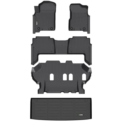 HAFIDI® All Weather Floor Mats & Cargo Liner Fit for 2019-2024 Nissan Armada & Infiniti QX80 8 Seats Bench Seat Car Mats for Armada Floor Liners TPE Anti-Slip Automotive Accessories - Black - style: 34) For Armada 8 Seats 2019-2024 Full Set