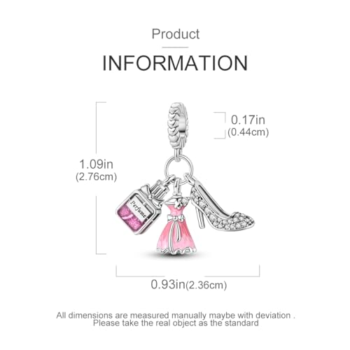 NARMO Charms for Bracelets 925 Sterling Silver Star Dangle Charms Car Keys Lipstick Dangle Charm Beads for Women Bracelets Necklace - color: Perfume