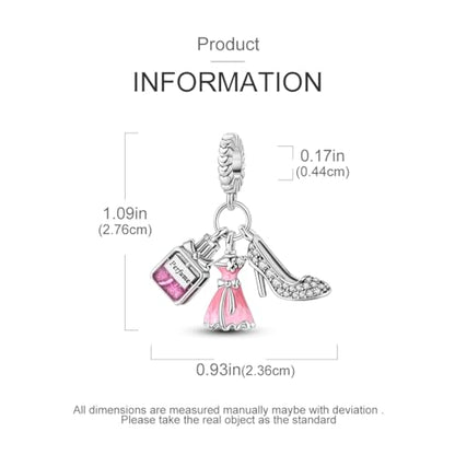 NARMO Charms for Bracelets 925 Sterling Silver Star Dangle Charms Car Keys Lipstick Dangle Charm Beads for Women Bracelets Necklace - color: Perfume