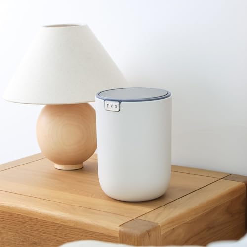 EKO Mini Desk Trash Can with Swing-Top Lid 0.4 Gallon Small Table Round Wastebasket for Office, Home, Car (White) - color: White, size: Tabletop 1.5 Liters
