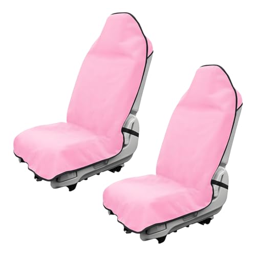 DXNQ 2PCS Car Towel Seat Cover, Waterproof Sweating Non-Slip Premium Soft Towel Carseat Protector, Universal Machine Washable Car Truck SUV Front Seat Cover for Gym Workout Beach Hiking (Pink) - color: Pink, 2pcs, Front
