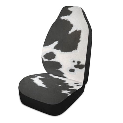 2 PCS Cute Cow Print Car Seat Covers Abstract Cow Fur Black White Print Farmhouse Animal Skin Texture Vehicle Seat Protector Cushion Cover Universal Car Accessories for SUV Truck Sedan - color: Black White