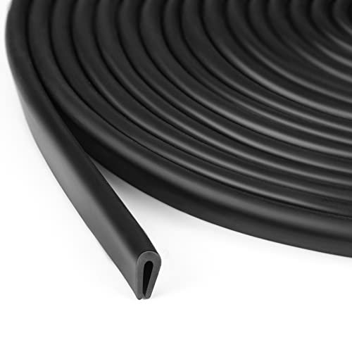 Rubber U Channel Edge Trim, Door Seal Strip, Fits Edge up to 1/16 Inch (1. 6mm) U Shape Weather Stripping(20 Feet,Black) - color: Black, size: 20 Feet