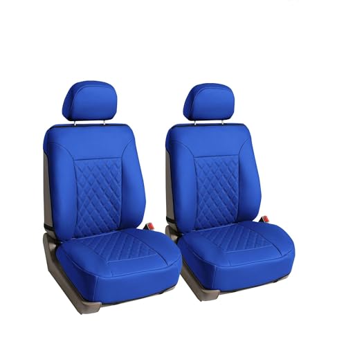 FH Group Deluxe Faux Leather Diamond Pattern Front Set Car Seat Cushions Comes with Headrest Covers (Blue) with Gift, Easy to Install - Universal Fit for Cars, Trucks, & SUVs - color: Blue