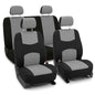 FH Group Bright Flat Cloth Full Set Automotive Seat Covers Front Set and Rear Solid Bench Gray Black Seat Covers w. Gift Universal Fit Interior Accessories for Cars Trucks and SUVs - color: Gray