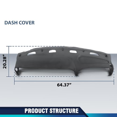 PIT66 TPE Dash Cover Dashboard Bezel Fit Dodge Ram 1500 (submodel: Laramie, Sport, ST, WS) 1998-2001/ Ram 1500 SS T 5.9L 1998/ Ram 2500 3500 Base 1998-2002 Instrument Panel (Gray) - size: 1998-2002 Dodge Ram (Gray)