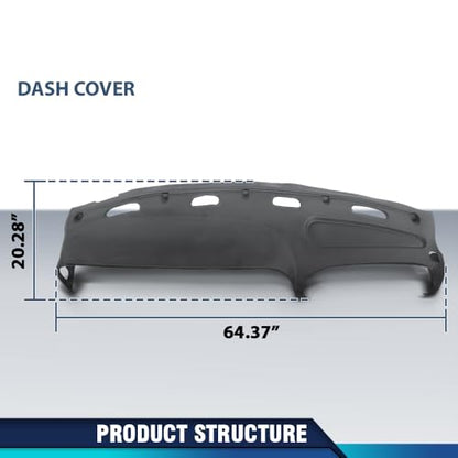 PIT66 TPE Dash Cover Dashboard Bezel Fit Dodge Ram 1500 (submodel: Laramie, Sport, ST, WS) 1998-2001/ Ram 1500 SS T 5.9L 1998/ Ram 2500 3500 Base 1998-2002 Instrument Panel (Gray) - size: 1998-2002 Dodge Ram (Gray)